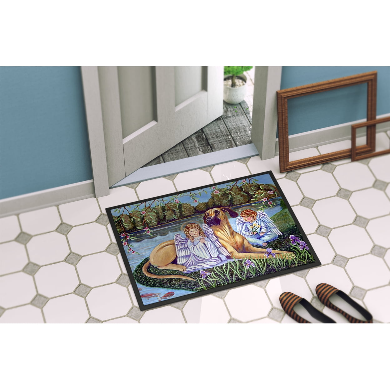Carolines Treasures 7507JMAT Angels with Great Dane Doormat 24x36 36"L x 24"W multicolor