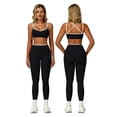 thumbnail image 6 of IBTOM CASTLE Two Piece Workout Sets for Women Color Block Strappy Sports Bra High Waist Leggings Yoga Pilates Outfits S Black, 6 of 7