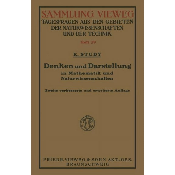 Sammlung Vieweg Denken Und Darstellung in Mathematik Und Naturwissenschaften, Book 2, (Paperback)