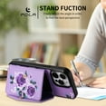 thumbnail image 5 of iPhone 14 Case Wallet for Women Girls, Floral Case with Cards Holder & Makeup Mirror Hand Wrist Crossybody Shoulder Strap RFID Blocking Purse Cover Case for Apple iPhone 14,Purple, 5 of 9