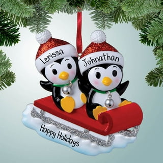 2023 Personalized Ornament Ugly Sweater Penguin Family of 4 Christmas Tree  with Star Topper Ornament Artisanal Customized Decoration Wedding