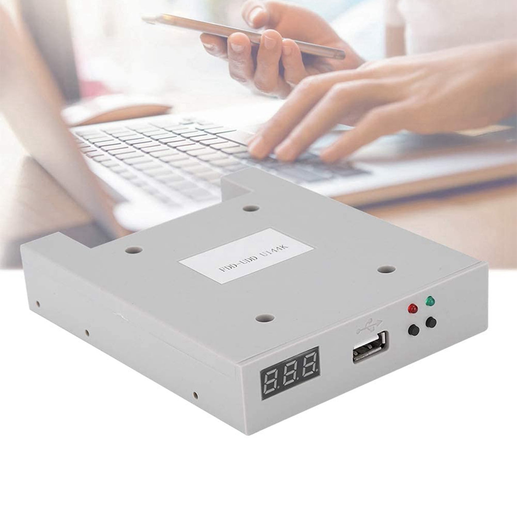 2X FDD-UDD U144K 1.44MB USB SSD Floppy Drive Emulator for Industrial Controllers,2 x USB Emulator 2 x CD-R 2 x Screw Kit,Gray-white