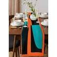 thumbnail image 4 of Burnt Orange Black Teal Table Runner 120 Inches, Color Block Abstract Geometric Bed Runner Dresser Scarves Tabletop for Indoor Outdoor Parties/Ceremony/Banquet, 13"x 120", 4 of 8