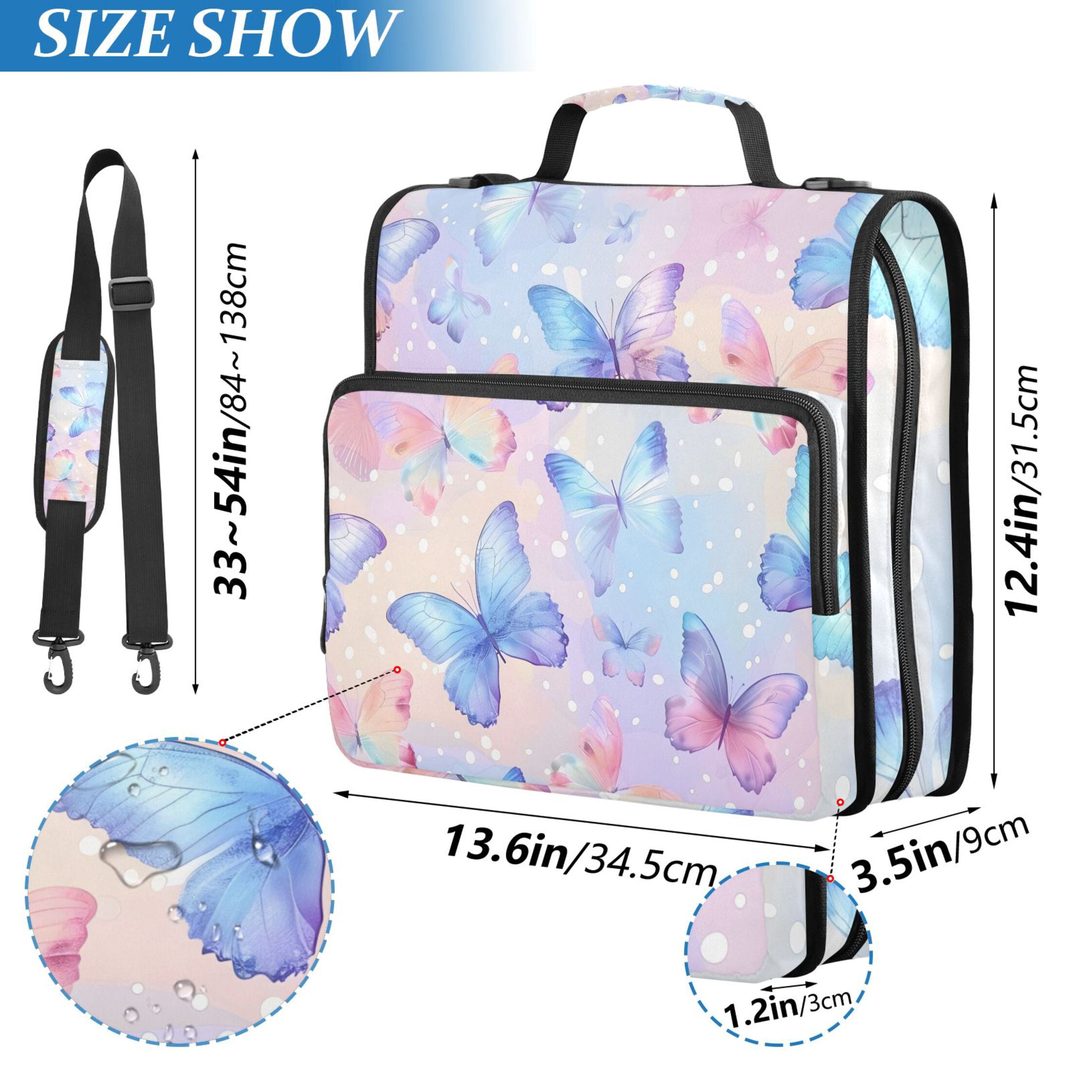 ALAZA Zipper Binder Butterfly 3 Ring Trapper Keeper File Folder Organizer Bag