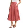 thumbnail image 5 of High Elastic Waist Women Solid Color Long Swing Skirt with Pocket, 5 of 6