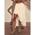 thumbnail image 5 of Women'S Boho Maxi Skirt High Low Asymmetrical Ruffle Hem Flowy Western Skirt White XL, 5 of 9