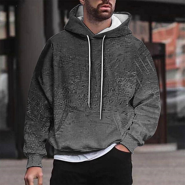 Sudadera con capucha para hombre, estilo casual, con cuello redondo, estampado, manga larga, blusa de poliéster