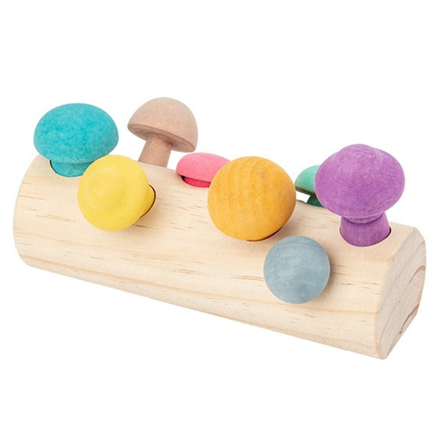 EeaseMX 1 juguete de madera de imitación con forma de hongo, juguete educativo para bebés, juguete para recoger hongos.