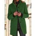 thumbnail image 2 of Women Winter Long Pea Coat Wool Blend Stand Collar Single Breast Thicken Blazer Jacket Green XL, 2 of 4