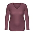 thumbnail image 2 of Emmalise Women's Junior and Plus Size Vneck Tshirt Long Sleeves Shirt Tee, 2xl, Mauve, 2 of 4