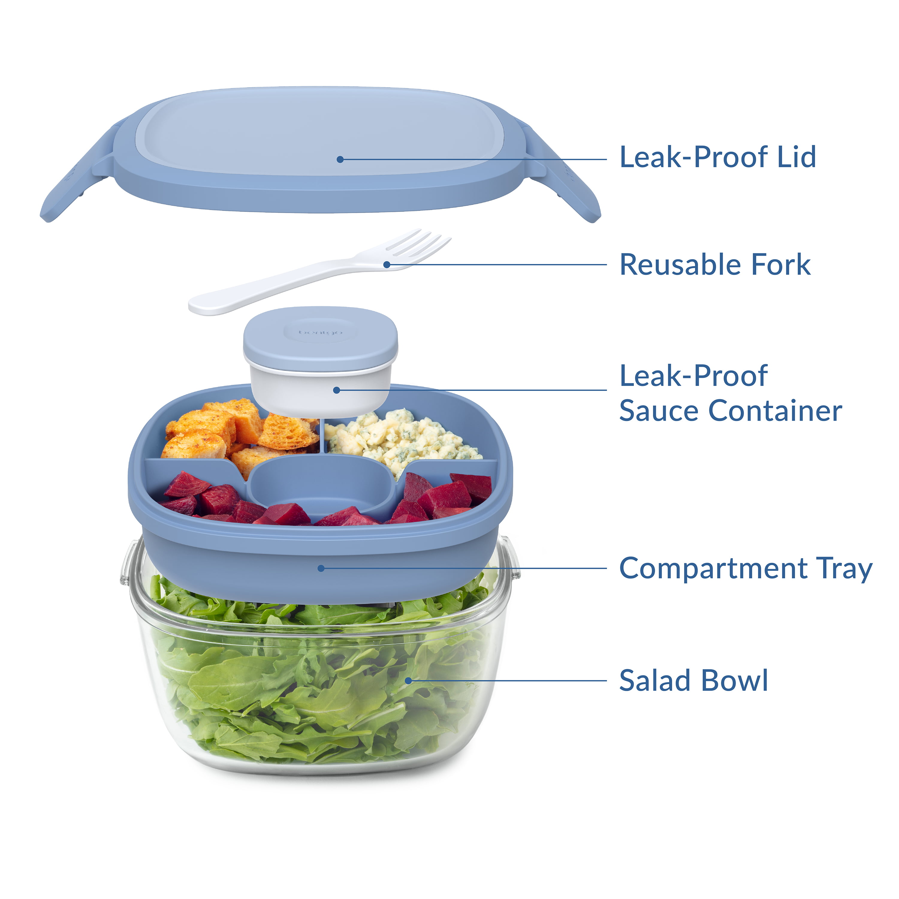 Bentgo® All-in-One Salad Container - Large Salad Bowl, Bento Box Tray,  Leak-Proof Sauce Container, Airtight Lid, & Fork for Healthy Adult Lunches;  BPA-Free & Dishwasher/Microwave Safe (Blush Marble) - Yahoo Shopping