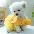 thumbnail image 5 of BAIANNAN 1PC Pet Apparel Dog Autumn and Winter Yellow Flying Sleeve Bow Princess Dress With Drawstring Buckle For Small Medium Dogs, 5 of 6