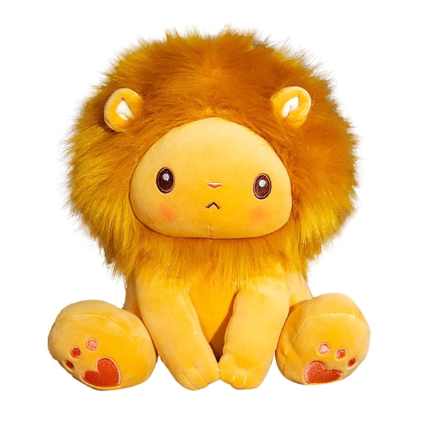 KAKOWELY León de peluche amarillo de dibujos animados, juguete de peluche para niños, regalo de cumpleaños