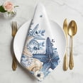 thumbnail image 2 of Blue Starfish Coastal Cloth Napkins, Eucalyptus Summer Nautical Shell Ocean Washable and Reusable Dinner Napkins Set of 8, Table Napkin for Kitchen Party Birthday Wedding Hotel Housewarming 20"x20", 2 of 9