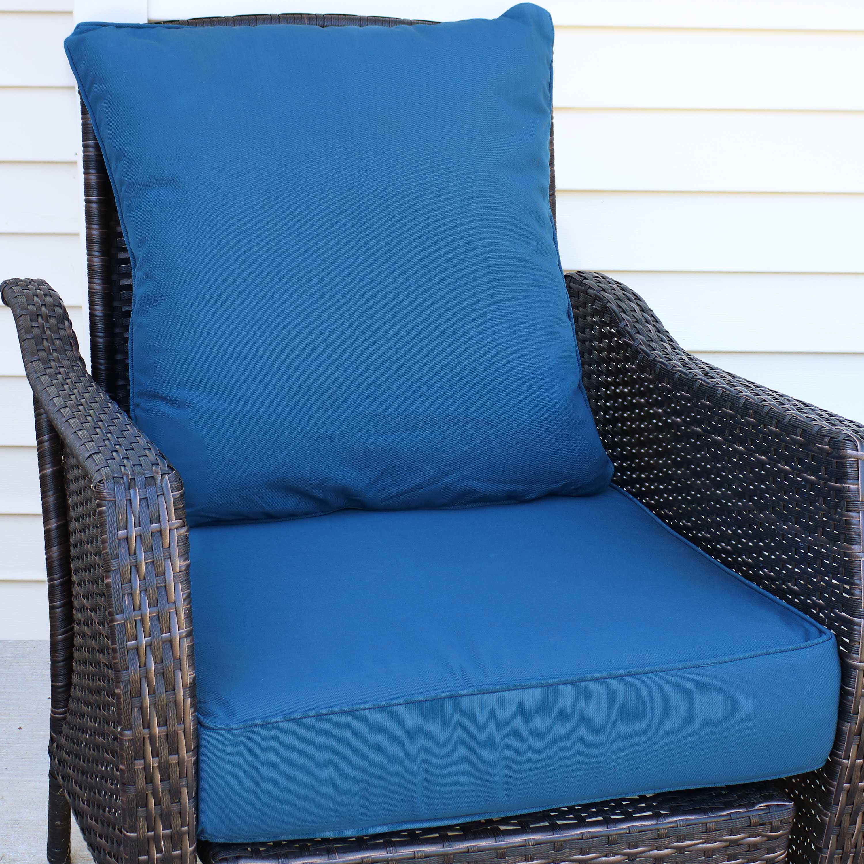 Sunnydaze Back And Seat Cushion Set For Indoor Outdoor Furniture 2 Piece Replacement Cushions Deep Seating Patio Chair Outside Pads Porch Deck Garden Seats Blue Com - Deep Seating Outdoor Furniture Replacement Cushions