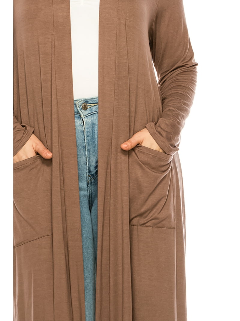 Women's Plus Size Lightweight Casual Long Open Front Drape Duster