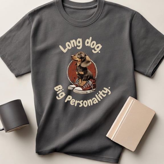 Long Dog Big Personality T-Shirt, Funny Dachshund Wiener Dog Graphic Tee, Cute Sausage Dog Lover Gift Shirt for Men Women