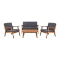 thumbnail image 3 of Linon Cooper Outdoor 4 Piece Wood Chat Set with Gray Cushions in Walnut Finish, 3 of 31