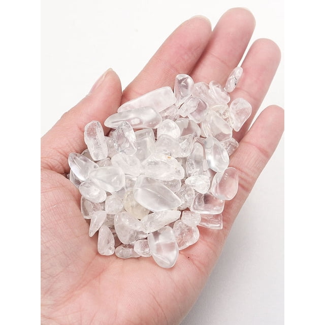 Granjero Gordo Piedra triturada de cristal natural blanco de 200 g, piedra de aromaterapia de 5-7 mm, decoración de purificación de peceras, piedra natural