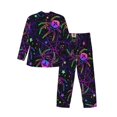 thumbnail image 2 of Kll Multi-Colored Spiders Sleepwear Mens Flannel Pajamas,Long Cotton Pj Set, 2 of 9