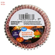 Great Value Multicolor Halloween Pumpkin and Spiderweb Cupcake Liners, 48 Count