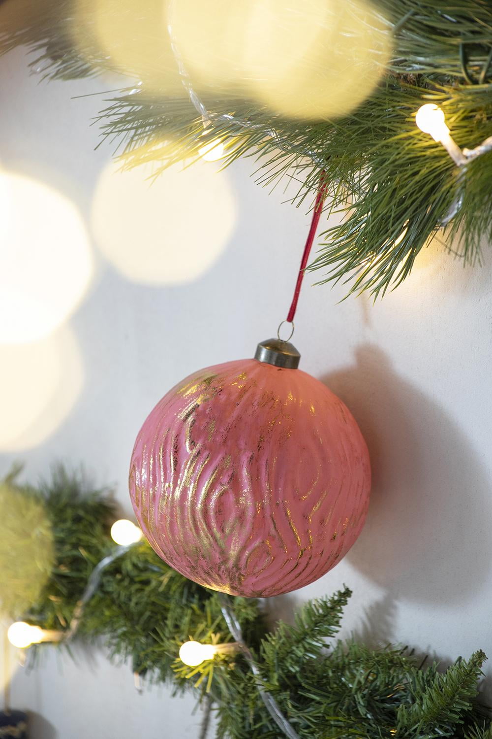 Set of 4 Glass Christmas Ball Ornaments with Glitter and Painting Design by Riccardo Tree Decor