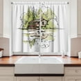 thumbnail image 2 of Ambesonne Landscape Kitchen Curtains, Lake House in the Forest, 55"x39", Green Brown Black, 2 of 3