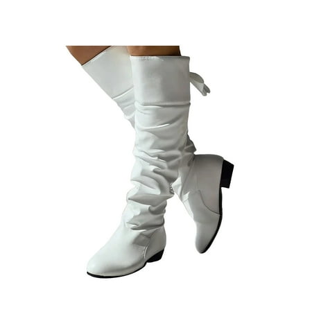 

Cowboy Boots for Women Autumn and Winter Warm Style Boots Boots for Women Fall Boots for Women 2024 Women s Knee-High Boots Womens Fashion Leather Shoes Ladies Bow Tie Thick Heel Long Boots