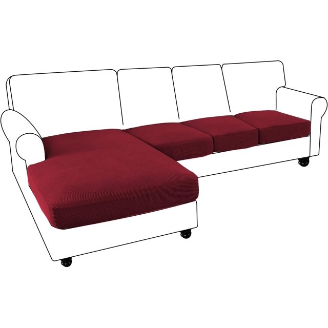 Sectional Couch Covers Pieces Knitted Jacquard Sofa Seat Cushion Covers L Shape Separate Cushion Couch Chaise Cover for Both Left/Right Sectional Couch ( Seater + Chaise )