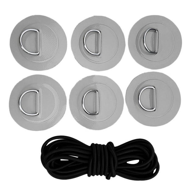 Parche de almohadilla de anillo en D de 6 uds y cuerda elástica elástica para tabla de surf inflable de canoa de Kayak gris Zulema Kit de aparejo de cubierta