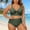 Army Green, variant on Women's Plus Size High Waisted Bikini, Ribbed Two Piece Tummy Control Bathing Suit, Adjustable Strap Padded Swimsuit for Summer Beach Pool Vacation, Curvy Swimwear(/L)