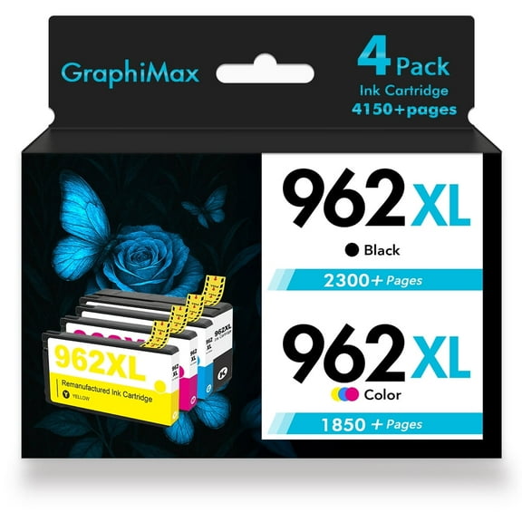 962XL 962 Ink Cartridges Compatible for HP 962 962XL Combo Pack for OfficeJet Pro 9015 9020 9018 9025 9010 9018 9019 Printer (4 Pack, Black, Cyan, Magenta, Yellow)