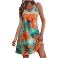 thumbnail image 2 of Amzcrzy Robes pour Femmes Décontractées à Col en V Sans Manches Robe d'Été Tendance Hawaïenne à Fleurs pour Femmes avec Poches Robe Courte Boho Plage Vacances Robe Soleil, 2 of 5