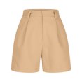 thumbnail image 4 of Kmdttou Stretchy Workout Shorts Ladies Summer Fashion Versatile High Waist Pleated Casual Shorts on Clearance,Khaki S, 4 of 6