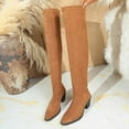 thumbnail image 5 of Thigh High Block Heel Boot Women Pointed Toe Stretch Over The Knee Boots, 5 of 7