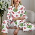 thumbnail image 4 of Goofa Hand Drawn Watermelon Printed Women’s 2 Piece Pajama Set Super,Pajamas Women's Long Sleeve Sleepwear Soft Button Down Loungewear Pjs Lounge Set Nightwear-, 4 of 9