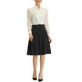 thumbnail image 2 of INSPIRE CHIC INSPIRE CHIC Women's Office Work Skirts Belted Waist Midi A-Line Pleated Skirt S Black, 2 of 7