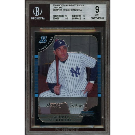 2005 Bowman Chrome Football Card - 2005 bowman chrome draft picks chrome #bdp159 MELKY CABRERA rookie BGS 9
