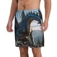 thumbnail image 2 of Kdxio Wild Blue Cool Dragon Pattern Mens Casual Shorts - Drawstring Summer Beach Sports Shorts for Men, 2 of 5
