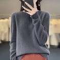 thumbnail image 1 of Suéter de cachemira para mujer, Jersey cálido de lana merina con cuello redondo, top de otoño e invierno, novedad de 100%, 1 of 5