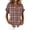 Dark Blue, variant on Short Sleeve Button Up Shirts for Women Crew Neck Tee Plaid Print Rolled Cuffs Top Fashion Loose Spring Shirts with Pocket,Gray(M)