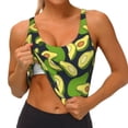 thumbnail image 4 of Haiem Fresh Avocado Pattern Womens Sports Bra - U Neck Padded Low Impact Yoga Bra Workout Crop Top Gym Moisture-Wicking Workout Vest -Small, 4 of 9