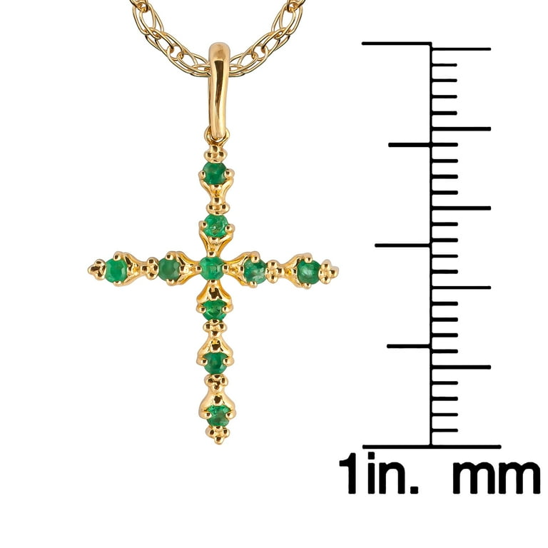10k Yellow Gold Genuine Emerald Cross Pendant Necklace Walmart