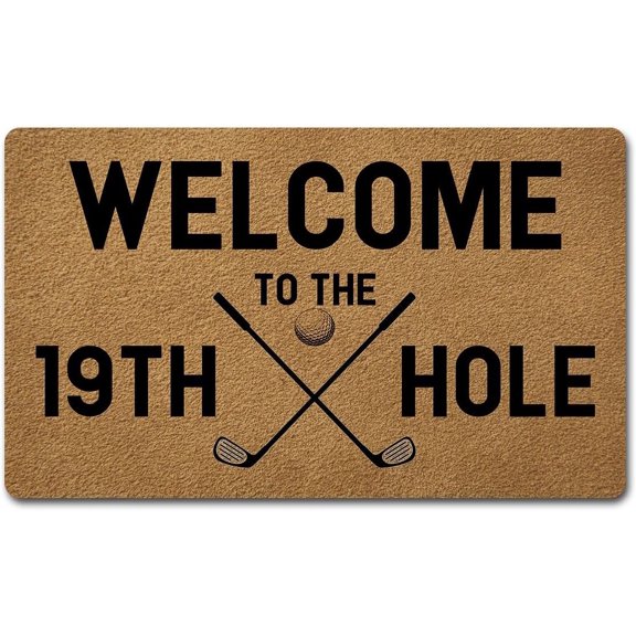 Welcome To The 19TH Hole Golf Mats for Front Door Entry Front Porch Doormat Non-Slip Carpet Rugs Floor Mat Decorative for Home Bathroom Kitchen Indoor 16x24 Inch