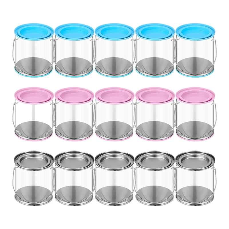 15 Pcs Mini Clear Paint Can Containers 2.95 Inch Tall Empty Paint Cans