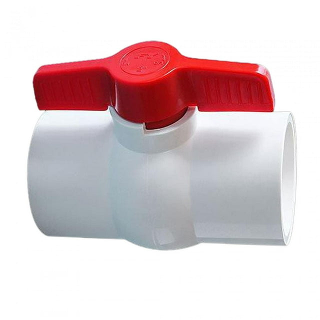 Válvula de bola de PVC con manija en T roja, válvula de cierre de agua, accesorio de tubería, accesorios de plomería blanco 32mm