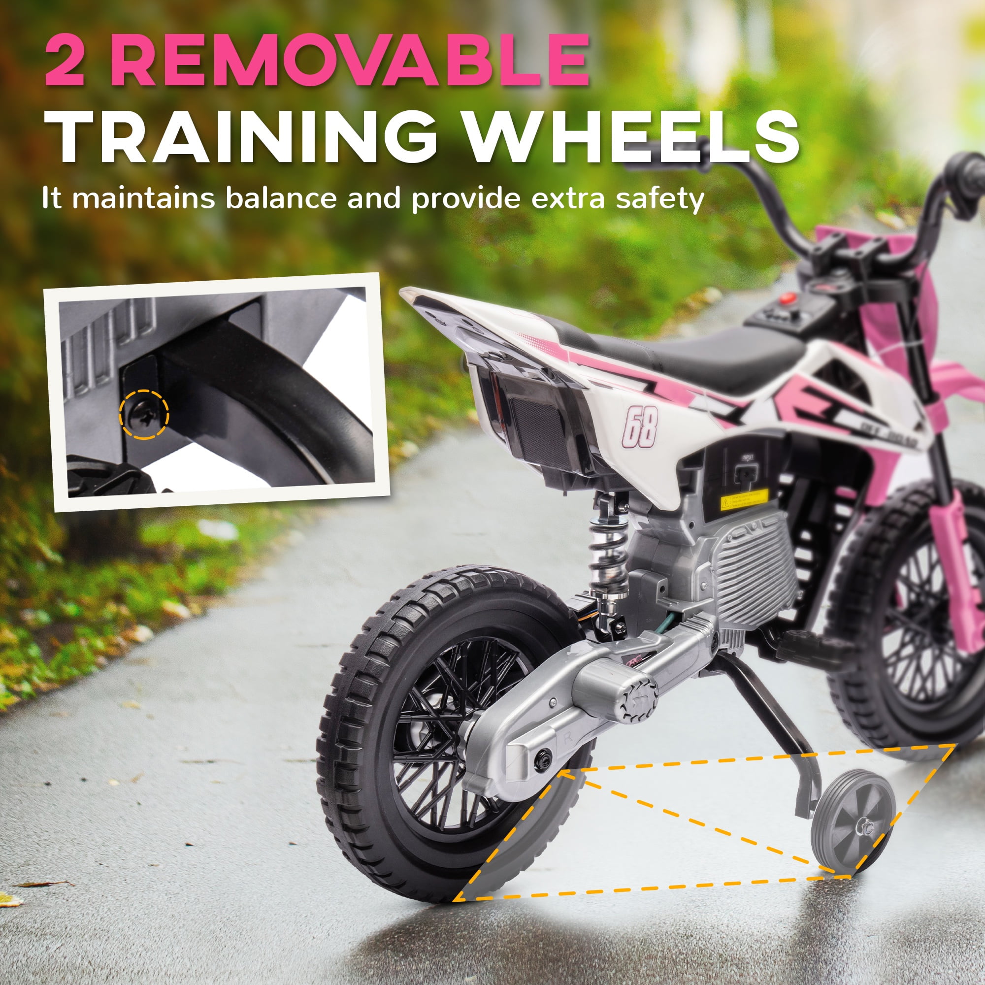 12 volt dirt bike with training wheels sale