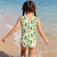 thumbnail image 5 of VNKIDY Girls One Piece Swimsuit Pickle Print V Neck Sleeveless Crewneck High Waist Stretchy Onesie Bathing Suit For Beach Pool Summer Wear Trendy Swimwear Green 11-12 Years, 5 of 5