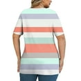 thumbnail image 6 of VEKDONE Plus Size T-Shirts for Women Plus Size Striped Color Block Blouse Summer Short Sleeve V-Neck Crisscross Front Tunic Tops Casual Loose Fit Shirts White XL, 6 of 6