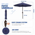 thumbnail image 2 of NAPWANT 9ft Outdoor Patio Umbrella with Solar LED Lights, Tilt and Crank Handle, for Deck, Yard, Pool and Garden,Navy Blue, 2 of 8